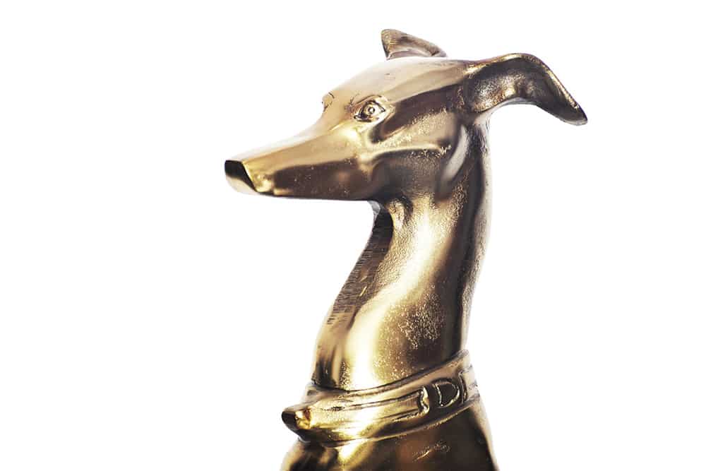 GREYHOUND Design Skulptur 70cm gold Metall Aluminium Windhund Figur