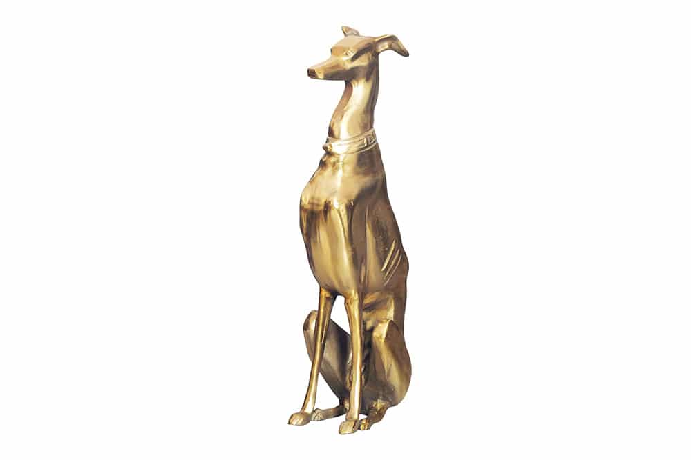 GREYHOUND Design Skulptur 70cm gold Metall Aluminium Windhund Figur