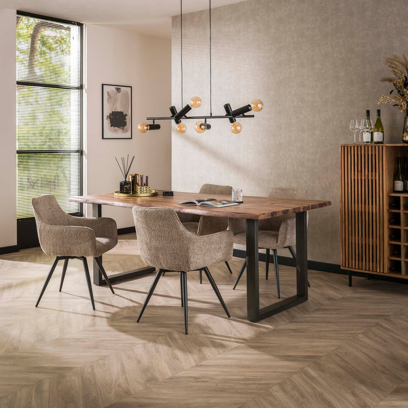 Bouclé Armstuhl –  drehbar 2er Set / Bouclé sand