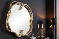 SNAKE XL Dekorativer Spiegel 85cm gold Metall Schlangen-Skulptur