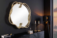 SNAKE XL Dekorativer Spiegel 85cm gold Metall Schlangen-Skulptur