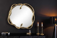 SNAKE XL Dekorativer Spiegel 85cm gold Metall Schlangen-Skulptur