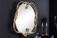 SNAKE XL Dekorativer Spiegel 85cm gold Metall Schlangen-Skulptur