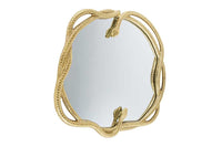 SNAKE XL Dekorativer Spiegel 85cm gold Metall Schlangen-Skulptur