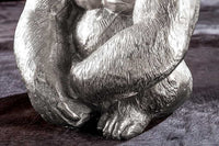 WILDLIFE KONG Runder Couchtisch 60cm silber Metall Glas Affenfigur Gorilla Skulptur handmade
