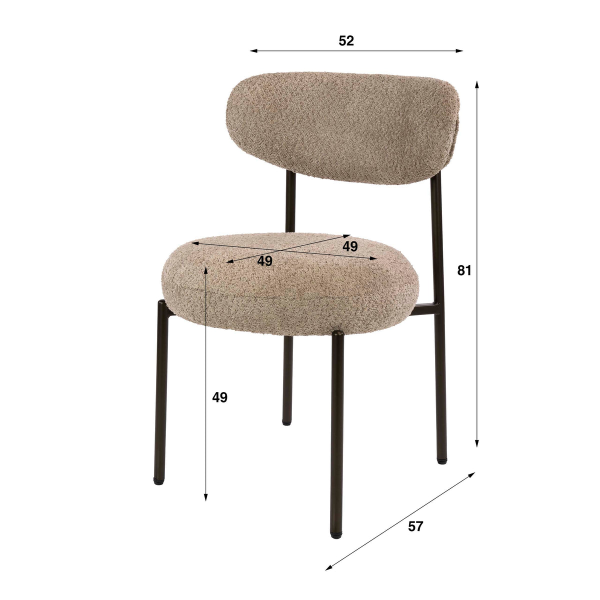 ROUND Stuhl  2-er Pack / Braun Sand