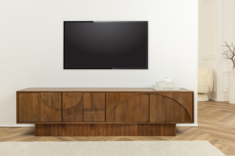 DECO Massivholz TV-Lowboard ART 200cm braun smoked Mangoholz 3D-Front