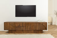 DECO Massivholz TV-Lowboard ART 200cm braun smoked Mangoholz 3D-Front