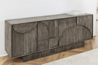 ART DECO Design Sideboard 170cm grau smoked Mangoholz massiv 3D-Front