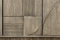 ART DECO Design Sideboard 170cm grau smoked Mangoholz massiv 3D-Front