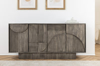 ART DECO Design Sideboard 170cm grau smoked Mangoholz massiv 3D-Front