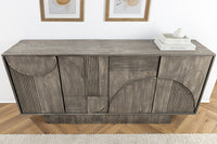 ART DECO Design Sideboard 170cm grau smoked Mangoholz massiv 3D-Front
