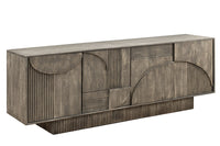 ART DECO Design Sideboard 170cm grau smoked Mangoholz massiv 3D-Front