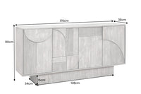 ART DECO Design Sideboard 170cm grau smoked Mangoholz massiv 3D-Front