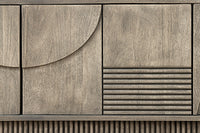 ART DECO Massivholz TV-Lowboard 200cm grau smoked Mangoholz 3D-Front