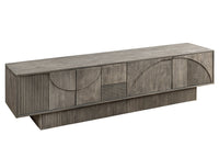 ART DECO Massivholz TV-Lowboard 200cm grau smoked Mangoholz 3D-Front