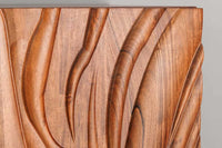 FLUID Massives Highboard 120cm walnuss-braun Akazienholz 3D-Design Kufengestell