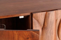 FLUID Massives Highboard 120cm walnuss-braun Akazienholz 3D-Design Kufengestell