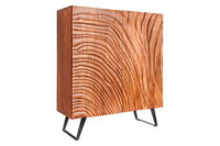 FLUID Massives Highboard 120cm walnuss-braun Akazienholz 3D-Design Kufengestell