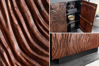FLUID Massives Highboard 110cm walnuss-braun Akazienholz aufwendiges 3D-Design