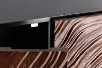 FLUID Massives Highboard 110cm walnuss-braun Akazienholz aufwendiges 3D-Design