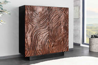 FLUID Massives Highboard 110cm walnuss-braun Akazienholz aufwendiges 3D-Design
