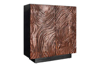 FLUID Massives Highboard 110cm walnuss-braun Akazienholz aufwendiges 3D-Design