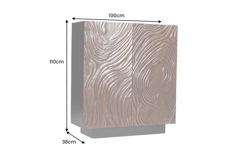 FLUID Massives Highboard 110cm walnuss-braun Akazienholz aufwendiges 3D-Design