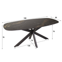 SPIDER Esstisch dänisch oval 180cm / Keramik fossil black