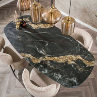 SPIDER Esstisch dänisch oval 180cm / Keramik fossil black