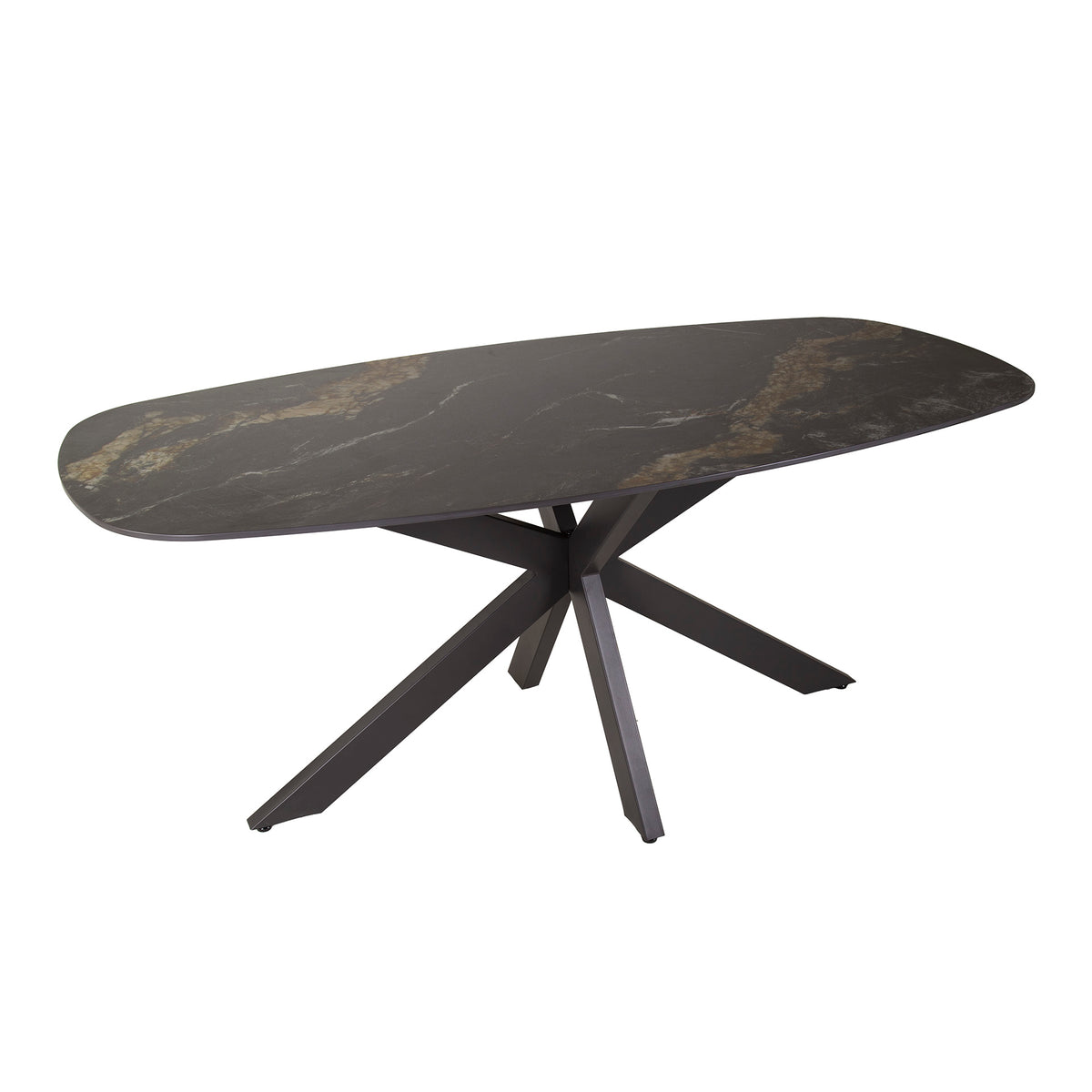 SPIDER Esstisch dänisch oval 180cm / Keramik fossil black