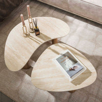 Couchtisch Romano organisch Set aus 2 / Keramik travertin