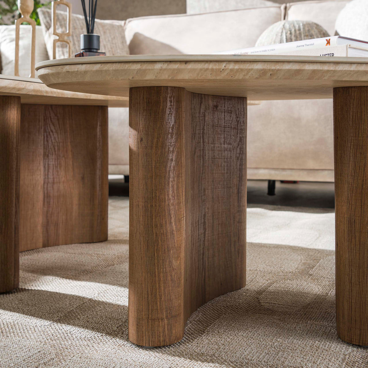 Couchtisch Romano organisch Set aus 2 / Keramik travertin