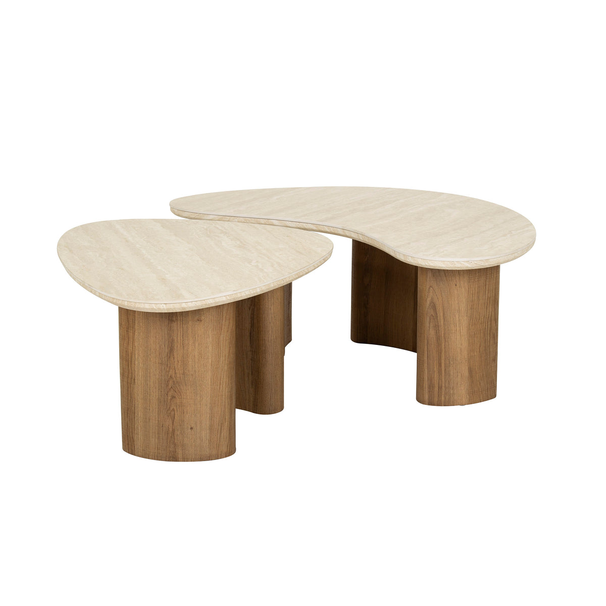 Couchtisch Romano organisch Set aus 2 / Keramik travertin