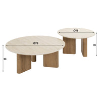 Couchtisch Romano rund Set aus 2 / Keramik travertin