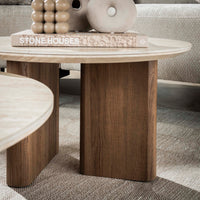 Couchtisch Romano rund Set aus 2 / Keramik travertin