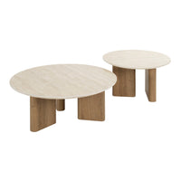 Couchtisch Romano rund Set aus 2 / Keramik travertin