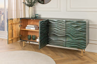 Design Sideboard WAVE 160cm Mangoholz Massivholz mattgold Metallbeine