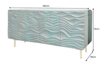 Design Sideboard WAVE 160cm Mangoholz Massivholz mattgold Metallbeine