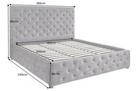 PARIS Design Boxbett Samt Grau Chesterfield Doppelbett