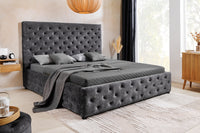 PARIS Design Boxbett Samt Grau Chesterfield Doppelbett