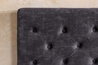 PARIS Design Boxbett Samt Grau Chesterfield Doppelbett