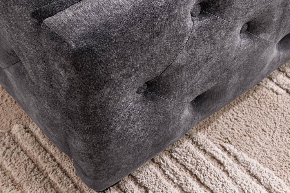 PARIS Design Boxbett Samt Grau Chesterfield Doppelbett