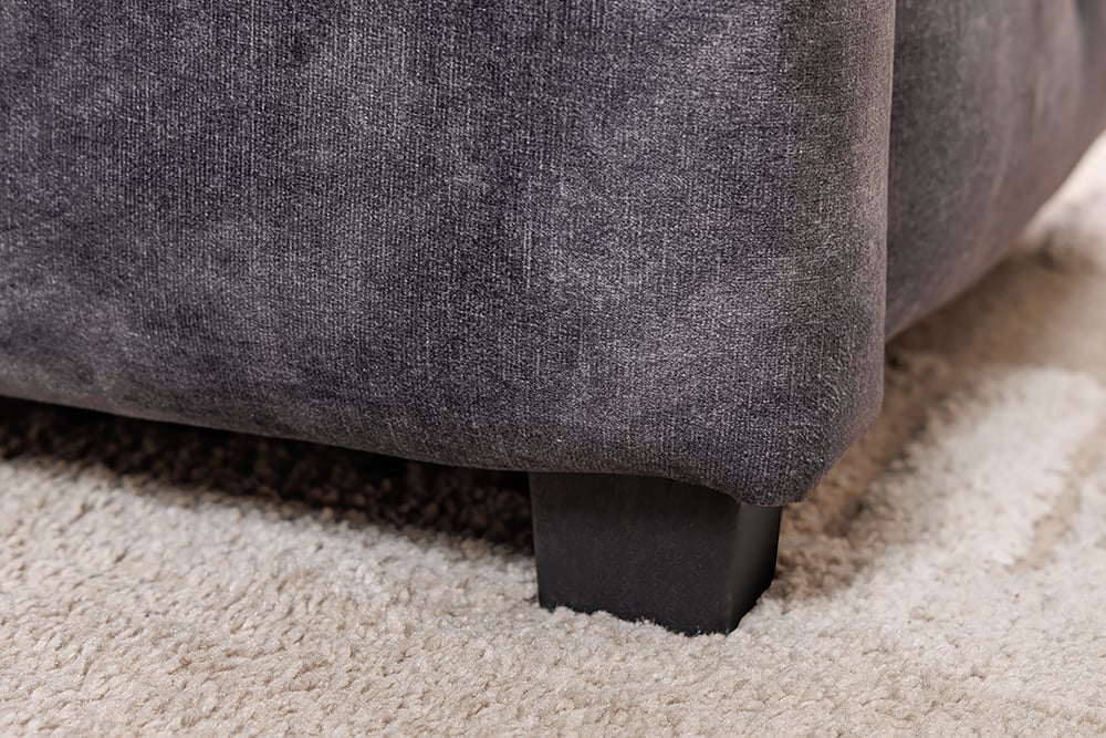 PARIS Design Boxbett Samt Grau Chesterfield Doppelbett