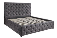 PARIS Design Boxbett Samt Grau Chesterfield Doppelbett