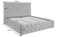 PARIS Design Boxbett Samt Grau Chesterfield Doppelbett