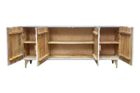 Handgearbeitetes Sideboard GOLDEN SUNSET 180cm weiß gold Mangoholz Metallbeine