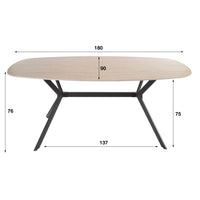 ROMANO Esstisch oval Keramik beige Travertinoptik 180cm Stahlgestell schwarz