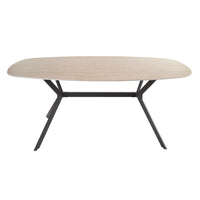 ROMANO Esstisch oval Keramik beige Travertinoptik 180cm Stahlgestell schwarz