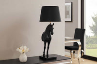 BLACK BEAUTY Extravagante Tischlampe 75cm schwarz gold Pferde-Skulptur